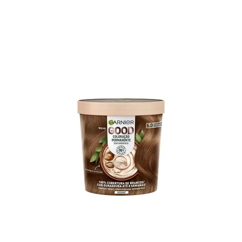 Coloration permanente Garnier Good, sans ammoniaque, 90% d'origine naturelle Teinte 6.0 Auburn Mocaccino.