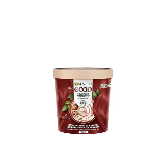 Garnier Good Coloration permanente sans ammoniaque, 90% d'origine naturelle Teinte 6.6 Rouge grenade.