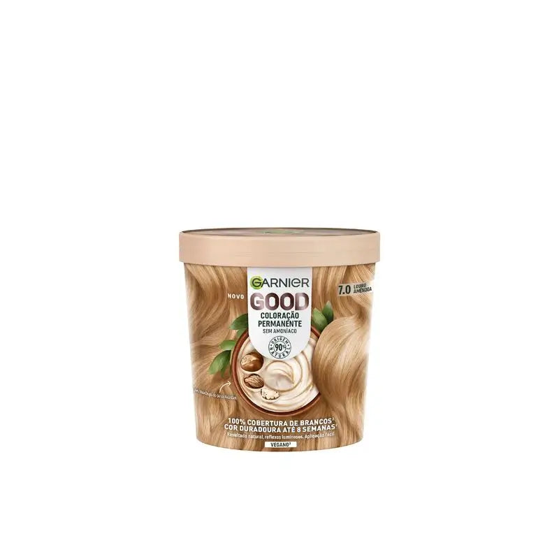 Garnier Good Coloration Permanente Sans ammoniaque, 90% d'origine naturelle Teinte 7.0 Blond Amande.