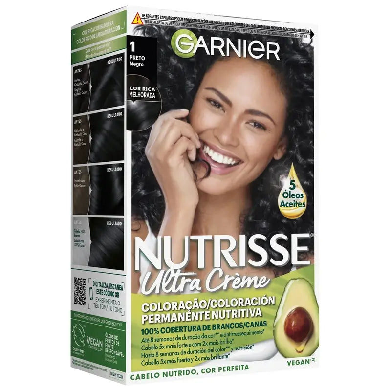 Garnier Nutrisse Nutritive Permanent Nourishing Colouring Shade 1 Black , 160 ml