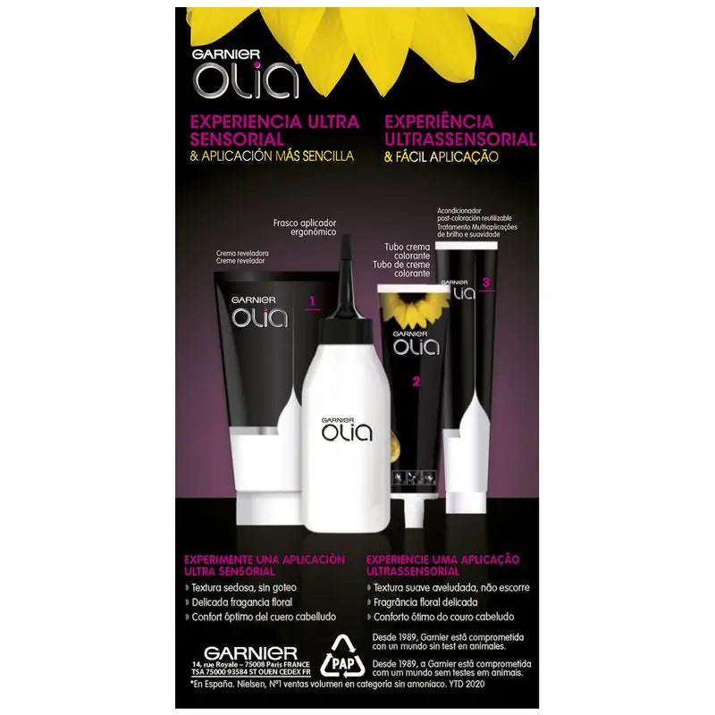 Garnier Olia Coloration Permanente Sans Ammoniaque Pour Une Odeur Agréable Avec Des Huiles Florales Naturelles - Noir Ebène 1.0