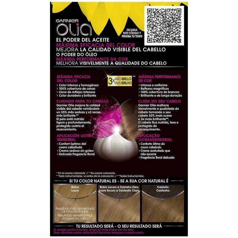Garnier Olia Coloration permanente sans ammoniaque pour une odeur agréable avec des huiles florales naturelles - Blonde 7.0