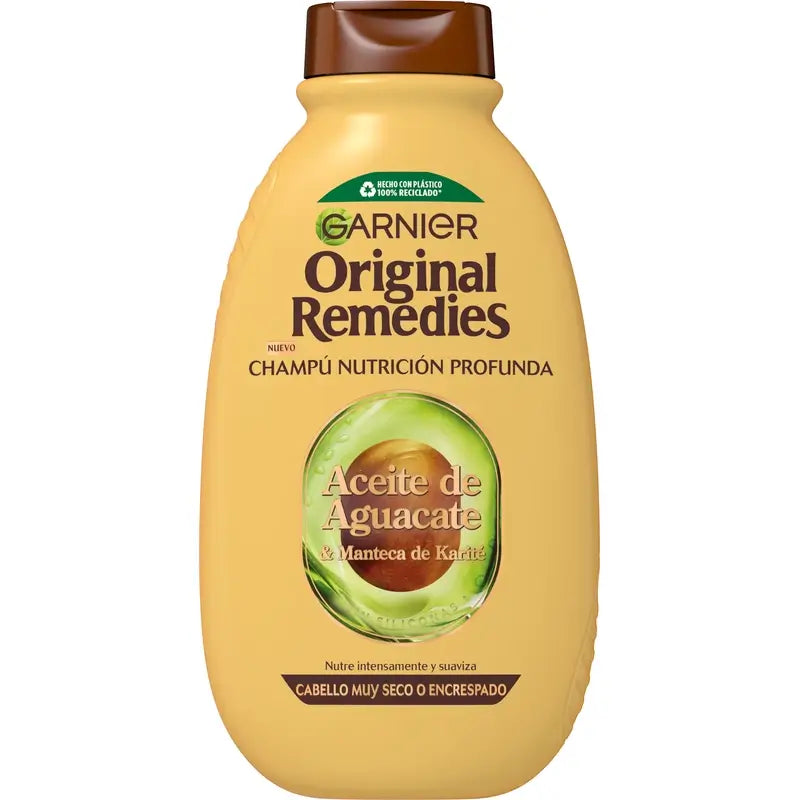 Garnier Original Remedies Shampooing à l'huile d'avocat et au beurre de karité pour cheveux indisciplinés et crépus 600 ml