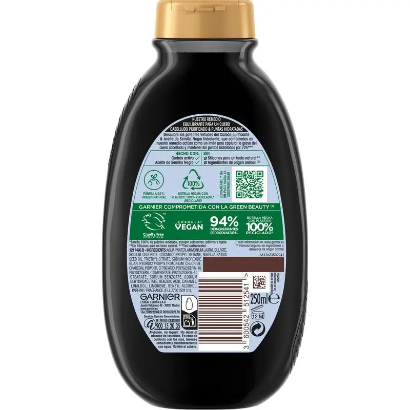 Shampooing équilibrant au charbon magnétique Garnier Original Remedies
