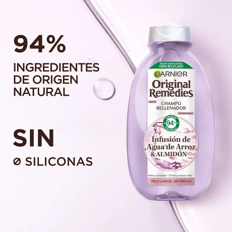 Garnier Original Remedies Rice Water Infused Replenishing Shampoo pour des cheveux longs et sans éclat