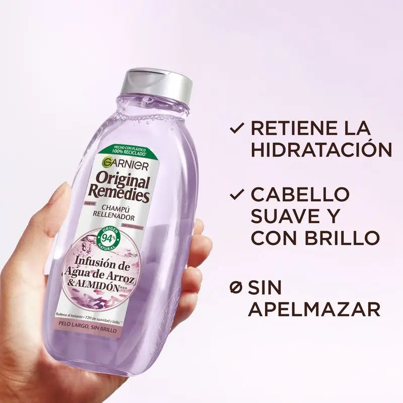 Garnier Original Remedies Rice Water Infused Replenishing Shampoo pour des cheveux longs et sans éclat