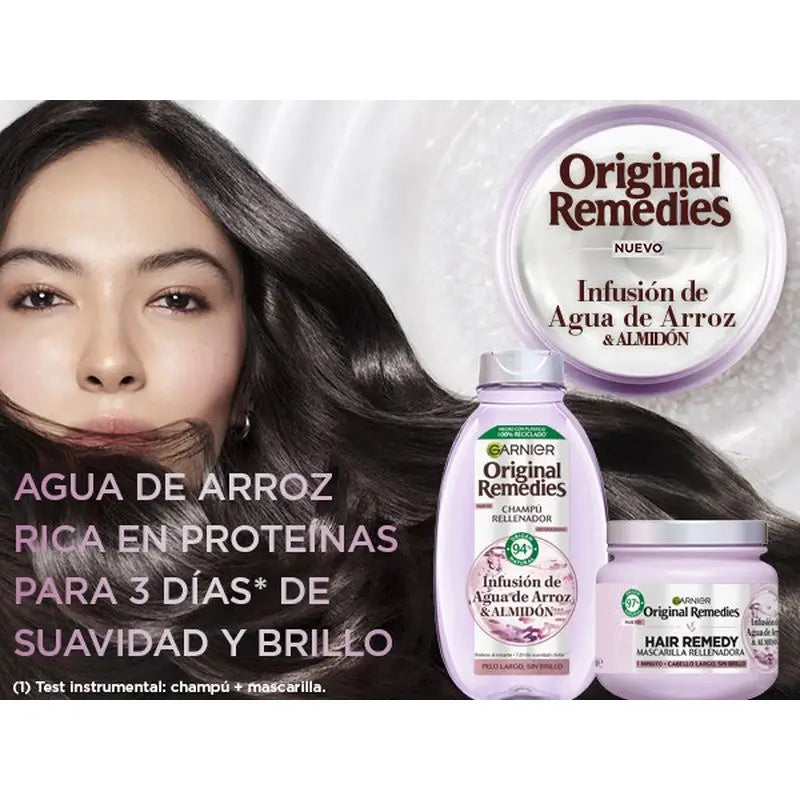 Garnier Original Remedies Rice Water Infused Replenishing Shampoo pour des cheveux longs et sans éclat