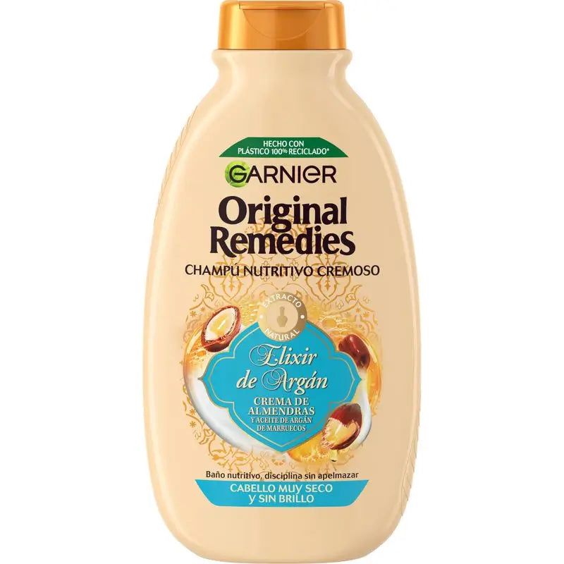 Garnier Original Remedies Argan Elixir Creamy Nourishing Shampooing Sans Silicone Pour Cheveux Très Secs et Brillants 300 Ml