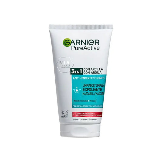 Garnier Pure Active 3 In 1 Gel Avec Argile Anti-Imperfection - 150 Ml