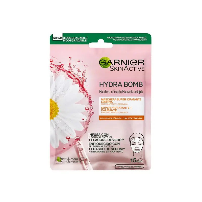 Garnier Skin Active Mask Tissu Hydra Bomb Masque en tissu hydratant et apaisant à l'acide hyaluronique et à la camomille