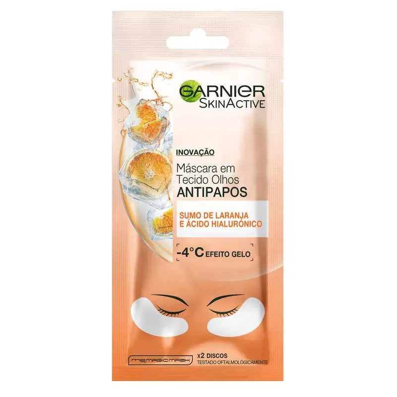 Garnier Skin Active Mask Tissue Eye Contour Anti-Fatigue & Anti-Cernes Avec Acide Hyaluronique et Extrait d'Orange