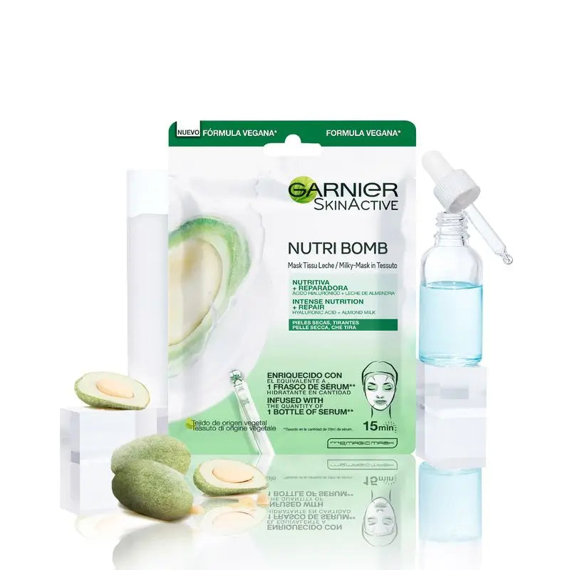 Garnier Skin Active Nutri Bomb Milky Mask Masque réparateur au lait d'amande bio et à l'acide hyaluronique
