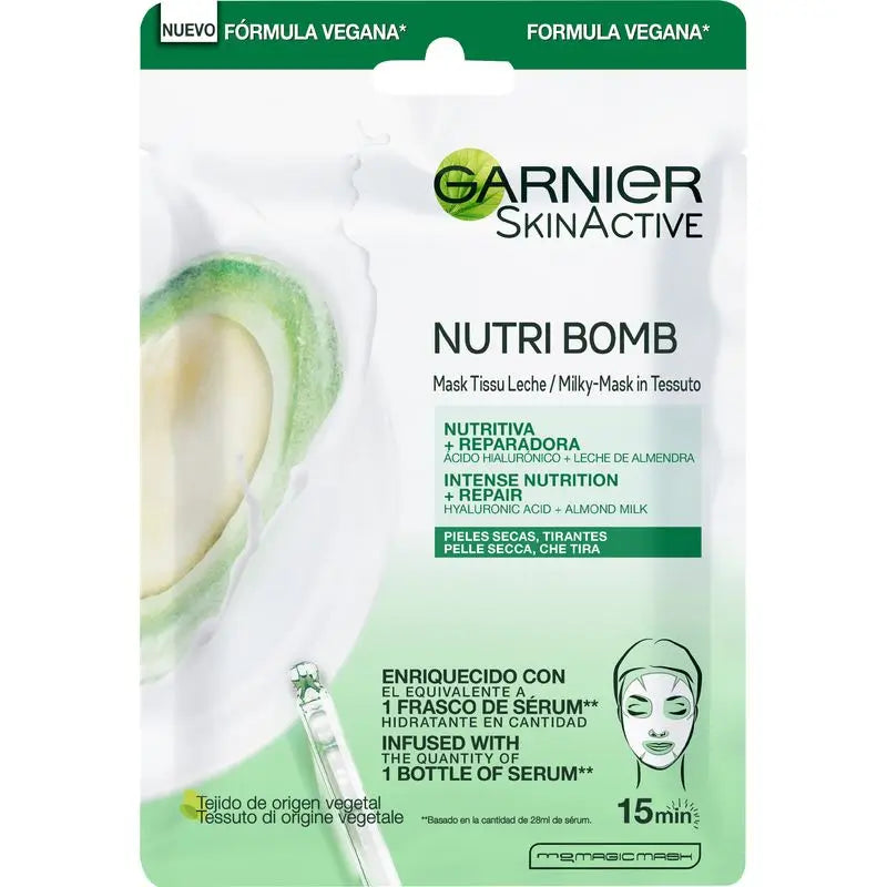 Garnier Skin Active Nutri Bomb Milky Mask Masque réparateur au lait d'amande bio et à l'acide hyaluronique