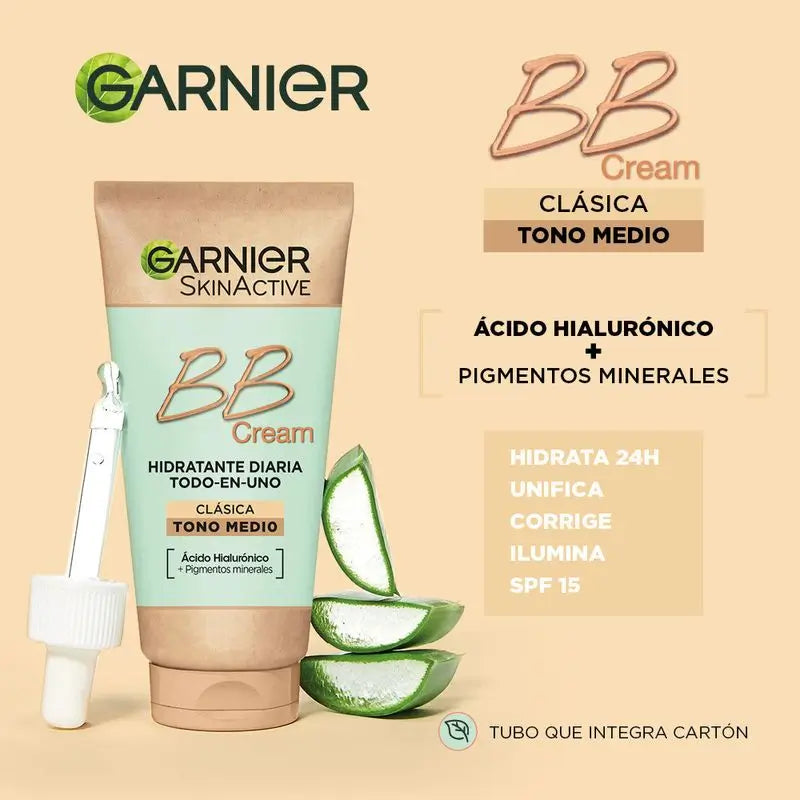 Garnier Skinactive Bb Cream Classic Medium Tone. Hydratant Tout-en-Un Avec Couleur Spf15, 50Ml