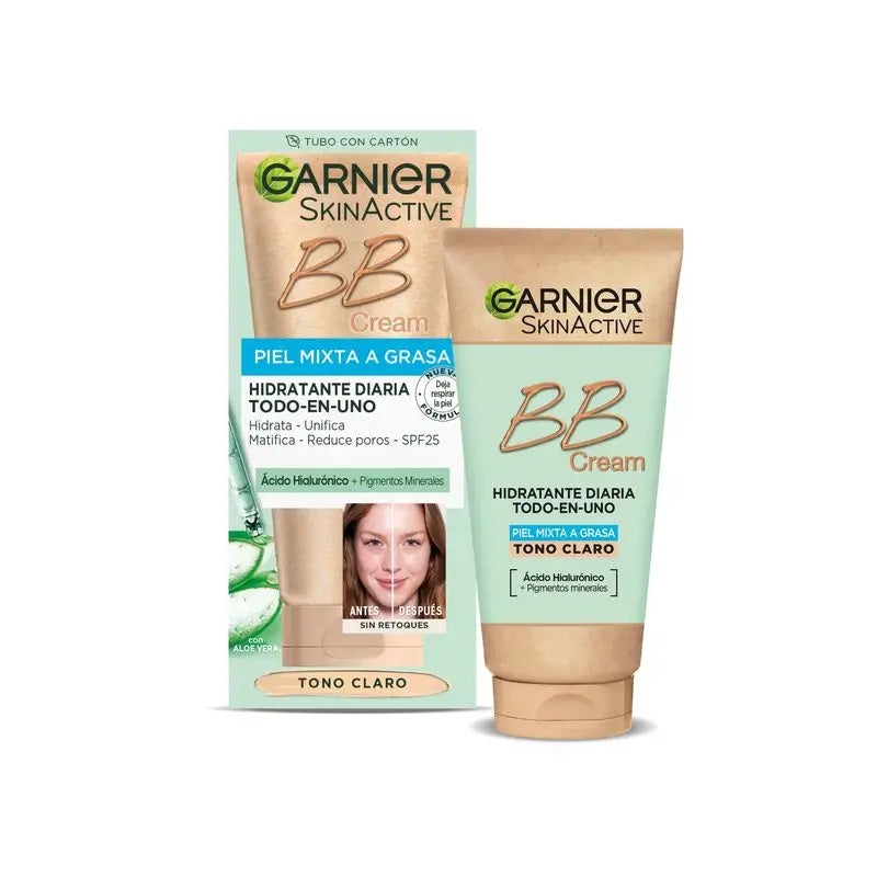 Garnier Skinactive Mattifying Bb Cream For Combination To Oily Skin Light Tone. Hydratant tout-en-un avec couleur Spf 25, 50 ml
