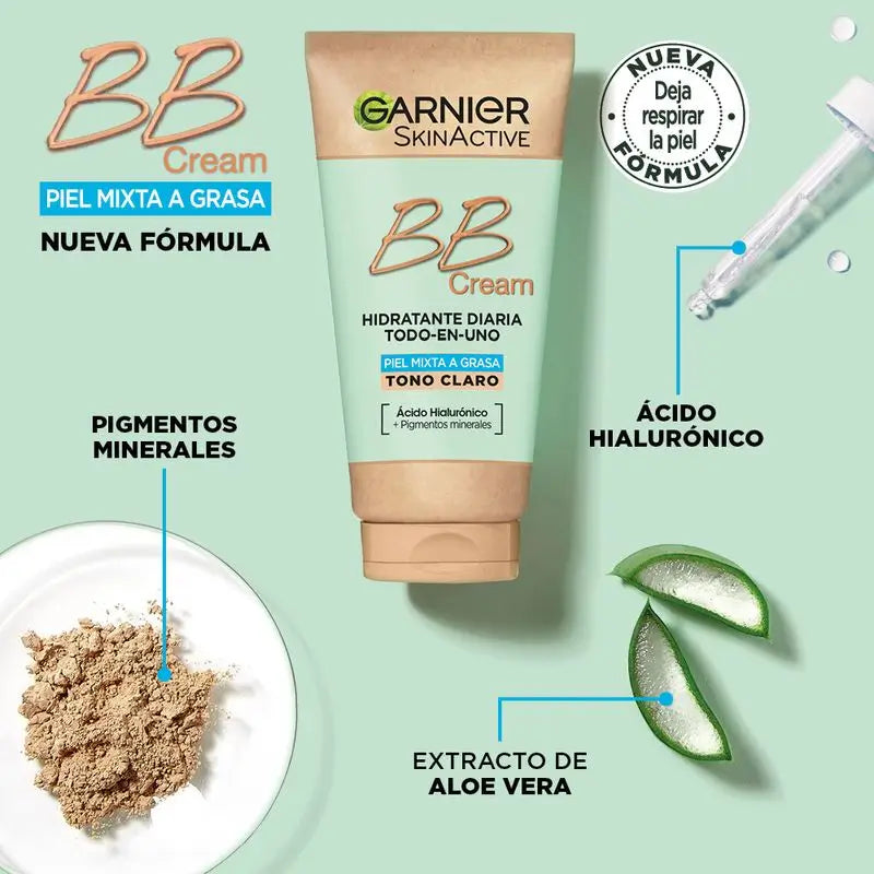 Garnier Skinactive Mattifying Bb Cream For Combination To Oily Skin Light Tone. Hydratant tout-en-un avec couleur Spf 25, 50 ml