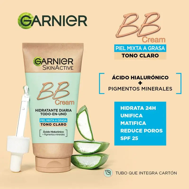 Garnier Skinactive Mattifying Bb Cream For Combination To Oily Skin Light Tone. Hydratant tout-en-un avec couleur Spf 25, 50 ml