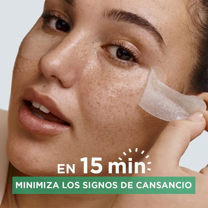 Garnier Tissue Mask Hyaluronic Cryo Jelly Anti-Fatigue Eye Contour Mask. 4% Glycérine + Menthol + Acide Hyaluronique.