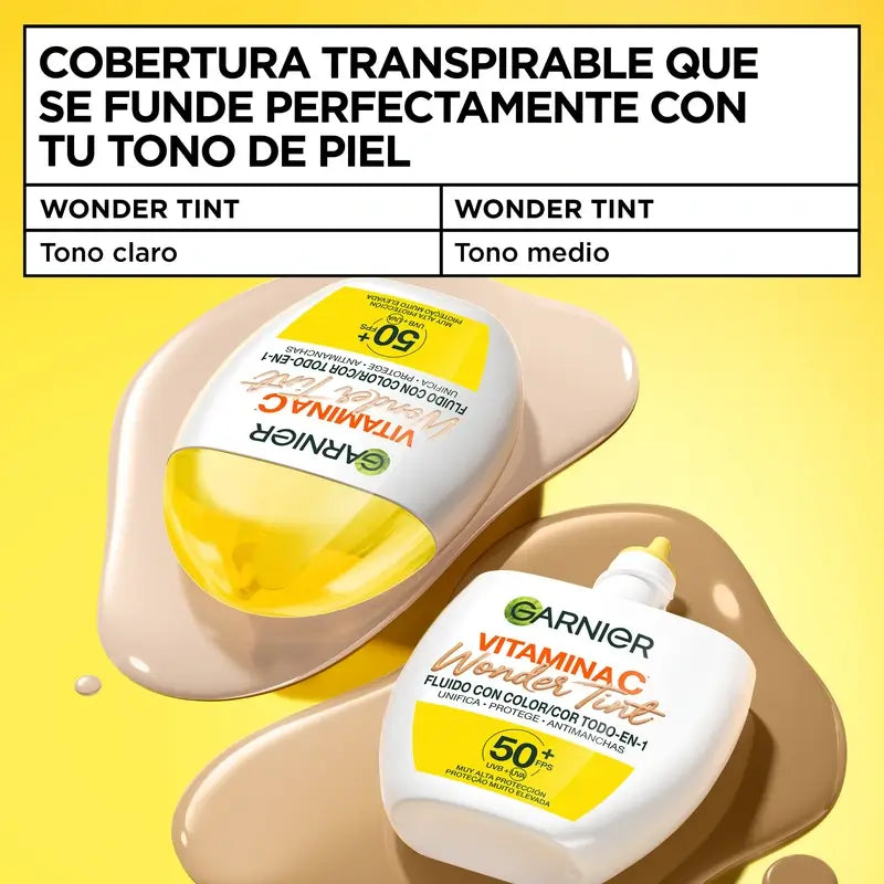 Garnier Uv Daily Protection Vitamin C Wonder Tint Spf50+, Medium Tone , 40 ml