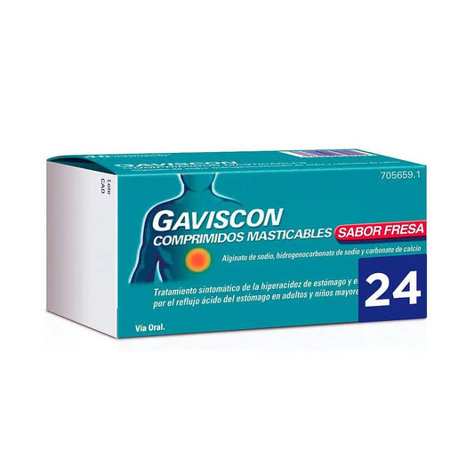 Gaviscon 24 Strawberry Flavour Chewable Tablets