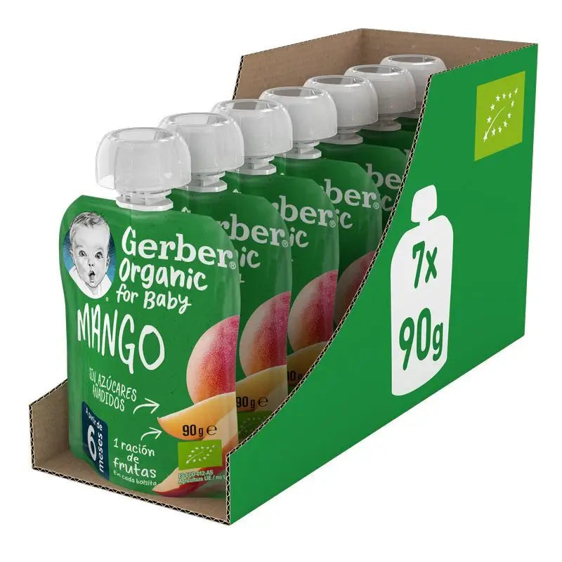 GERBER Pack Sachets de mangue bio, 90g x 7 unités
