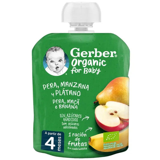 Gerber Pouch Organic Poire, Pomme, Banane, 90g