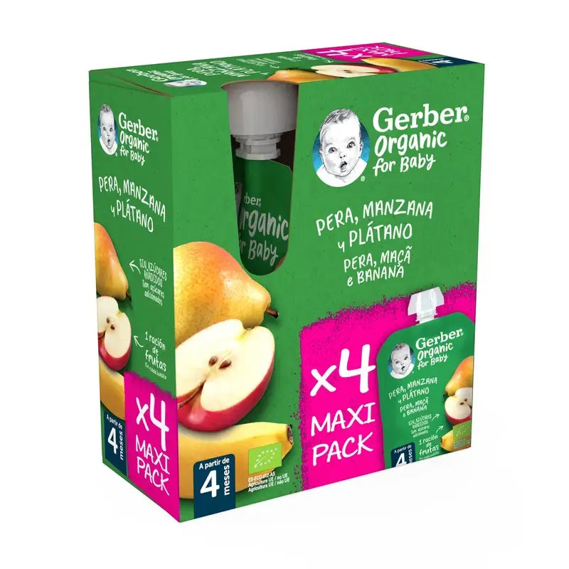 GERBER Pouch Organic Multipack Poire, Pomme, Banane