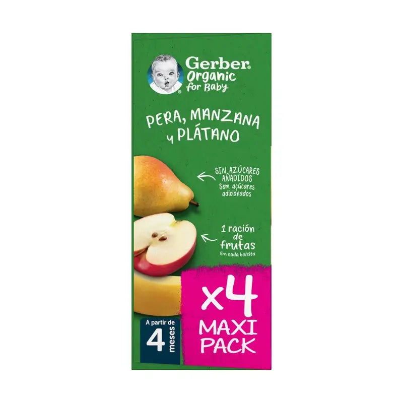 GERBER Pouch Organic Multipack Poire, Pomme, Banane