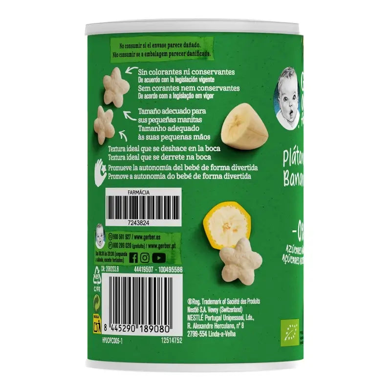 Gerber Snacks Organic Banana Cereal Snacks , 35g
