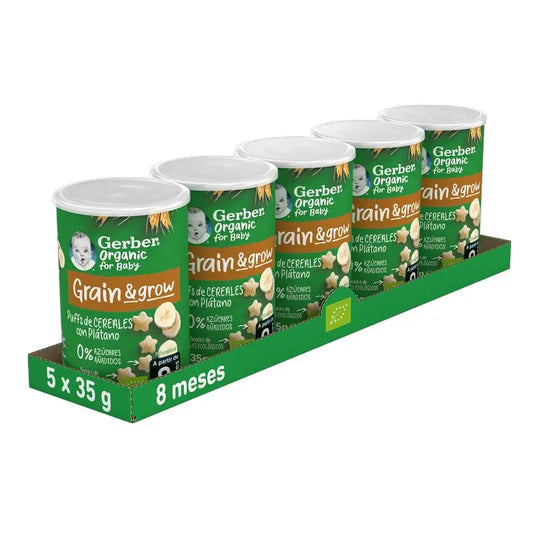 Gerber Organic Banana Cereal Snacks , 35g x 5 unités