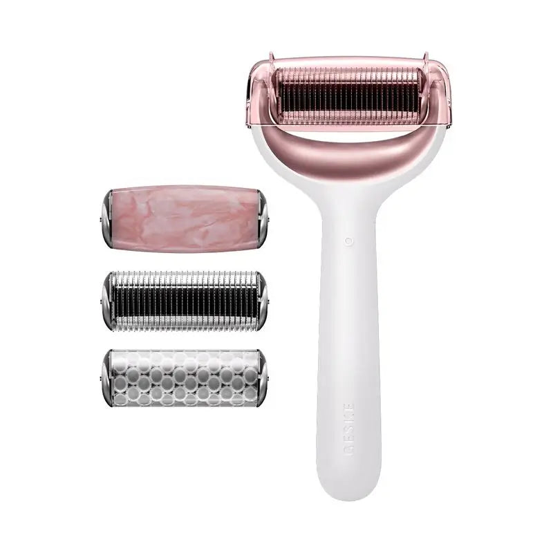 Geske Facial & Body Roller with Micro Needle Roller 9 In 1 - White Rose Gold