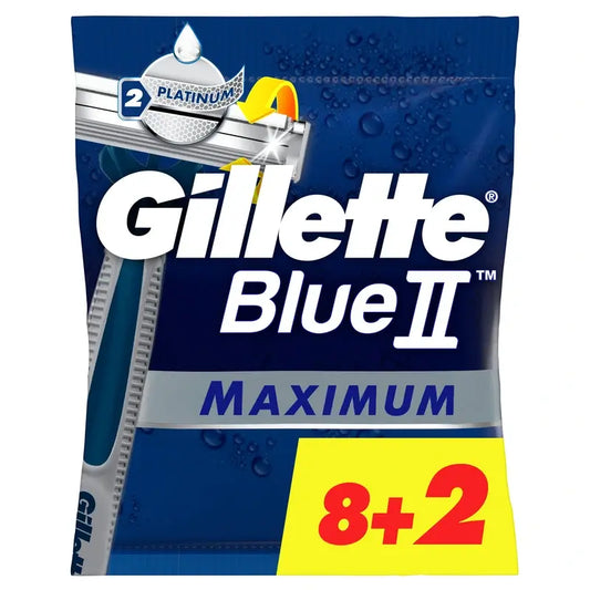 Rasoirs jetables Gillette Blue Ii Max X10, 2 lames gel lubrifiant