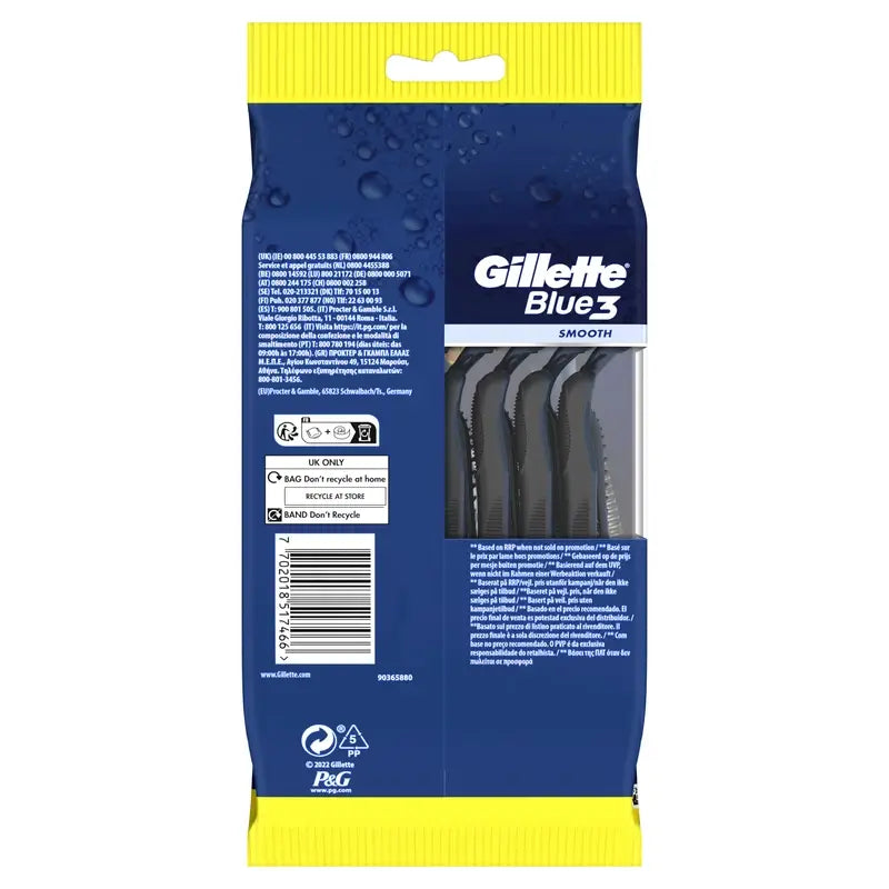 Rasoirs jetables à 3 lames Gillette Blue3 Smooth, 16 pcs.