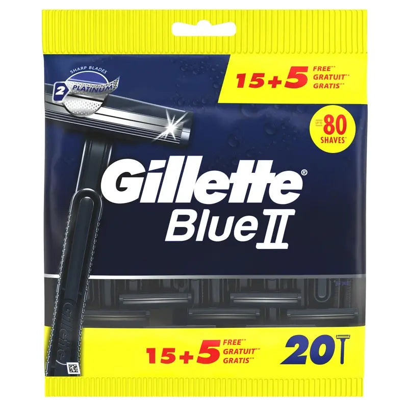 Gillette Blueii Rasoirs jetables pour hommes, 20 pcs.