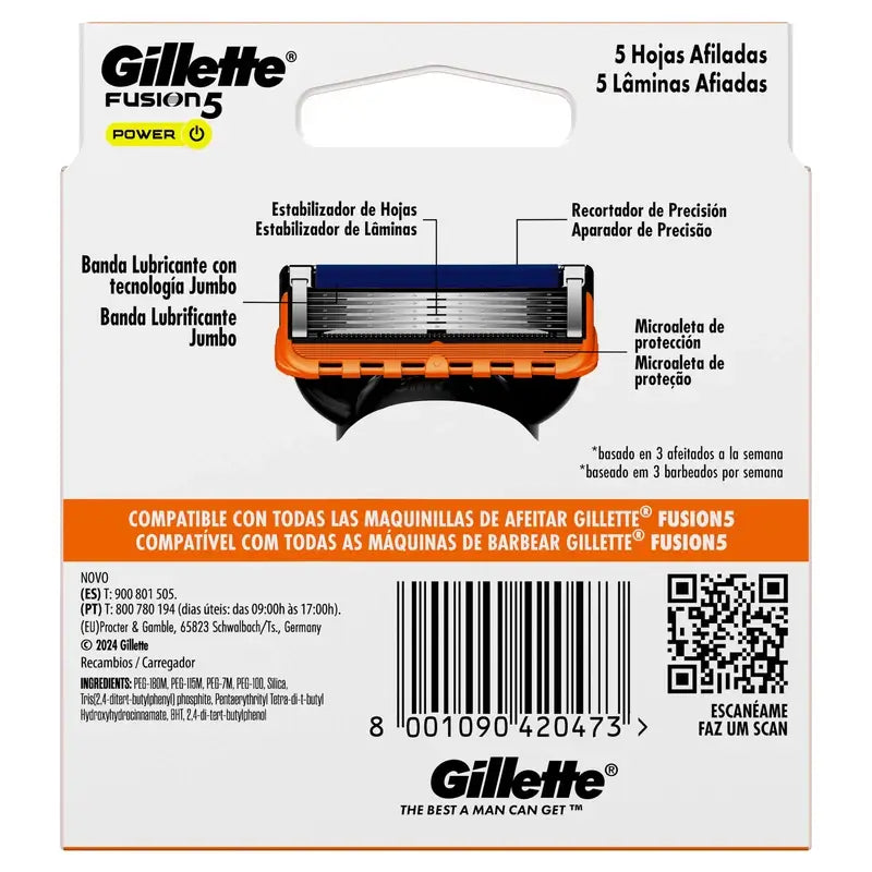 Gillette Fusion5 Power, Recharge rasoir, 8 pcs.
