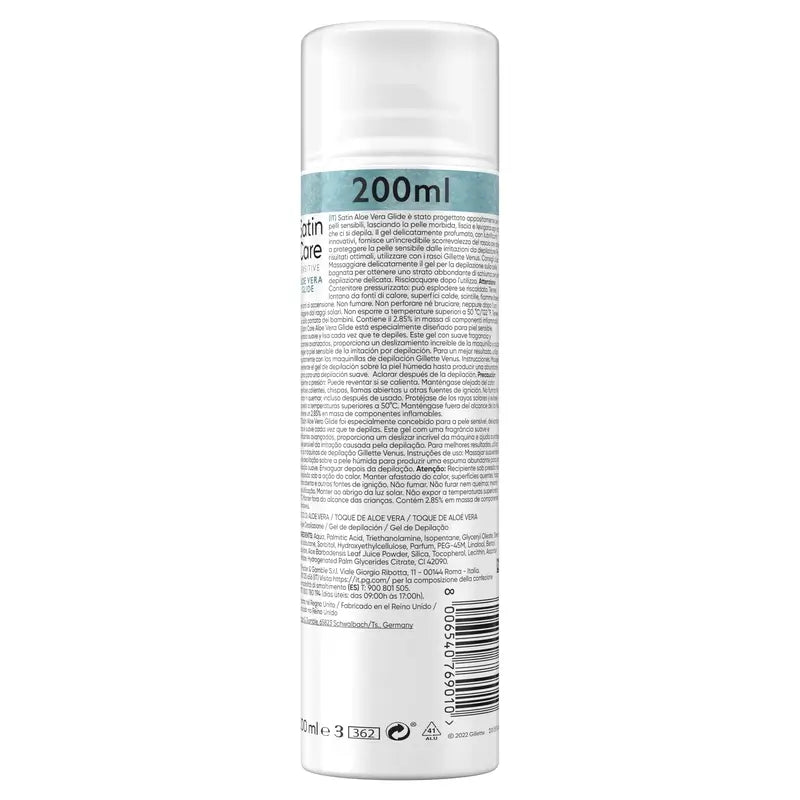 Gillette Satin Care gel capillaire à l'aloe vera pour femmes, 200 Ml
