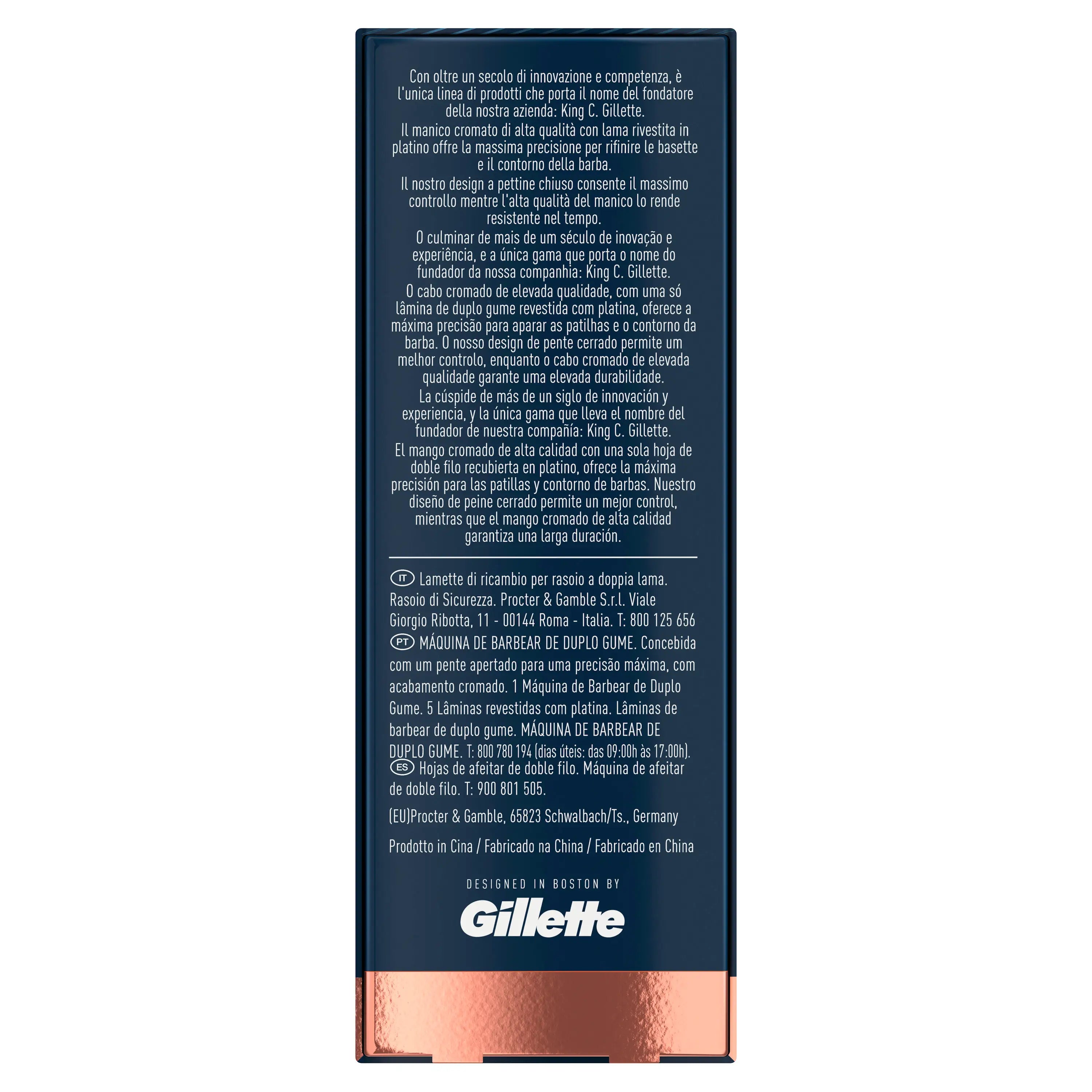 Gillette King C. Rasoir à barbe à double tranchant + 5 lames