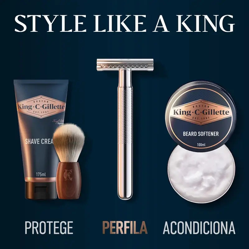 Gillette King C. Rasoir à barbe à double tranchant + 5 lames
