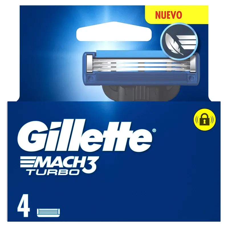 Recharges de rasoir pour hommes Gillette Mach3 Turbo, 4 pcs.