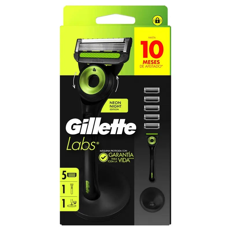 Gillette Labs Razor with Exfoliating Bar + 5 Refills & Base