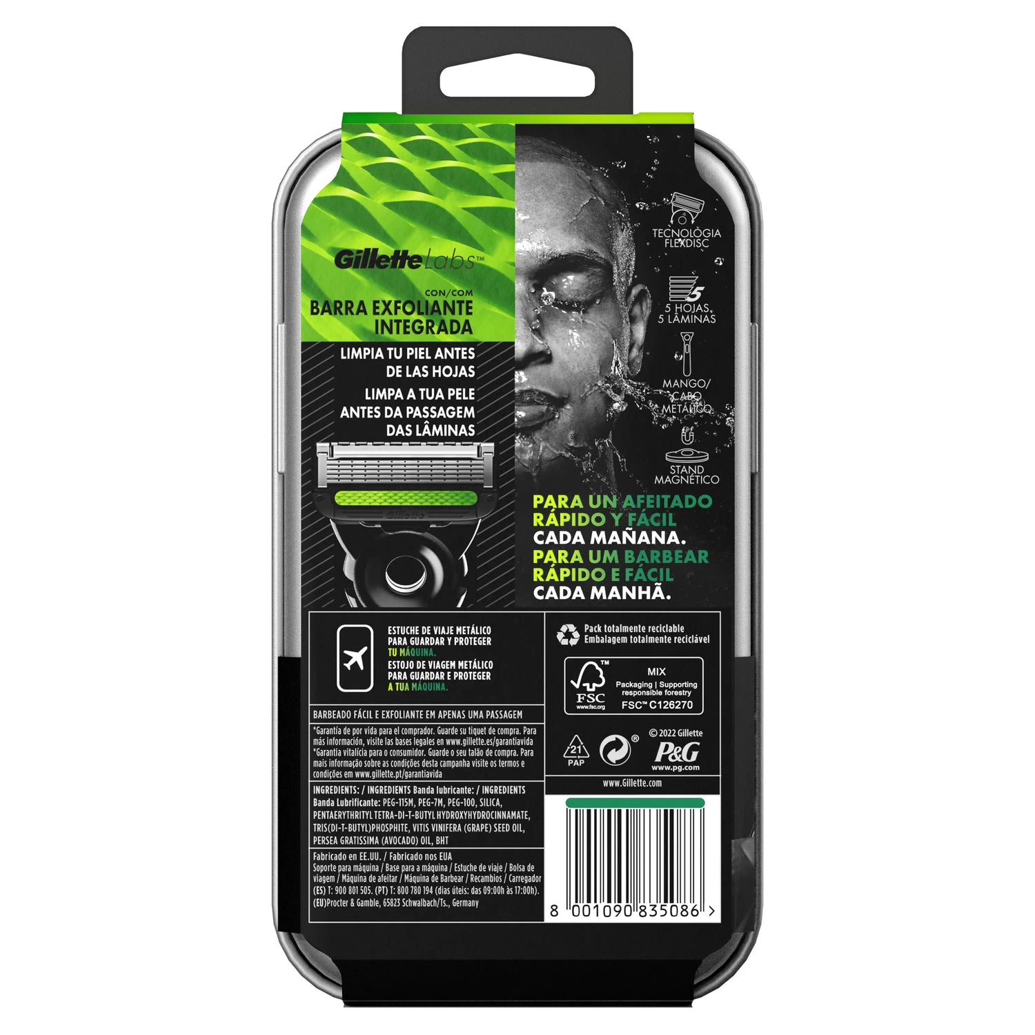 Rasoir Gillette Labs avec stick exfoliant + 5 recharges