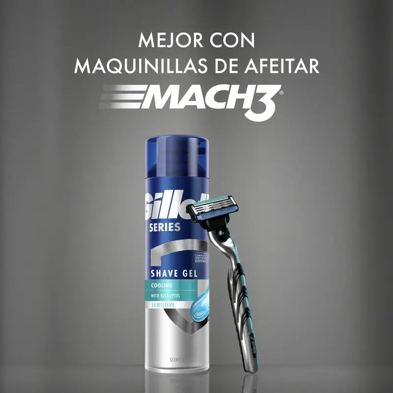 Gillette Series Gel de rasage rafraîchissant à l'eucalyptus, 2x200 ml