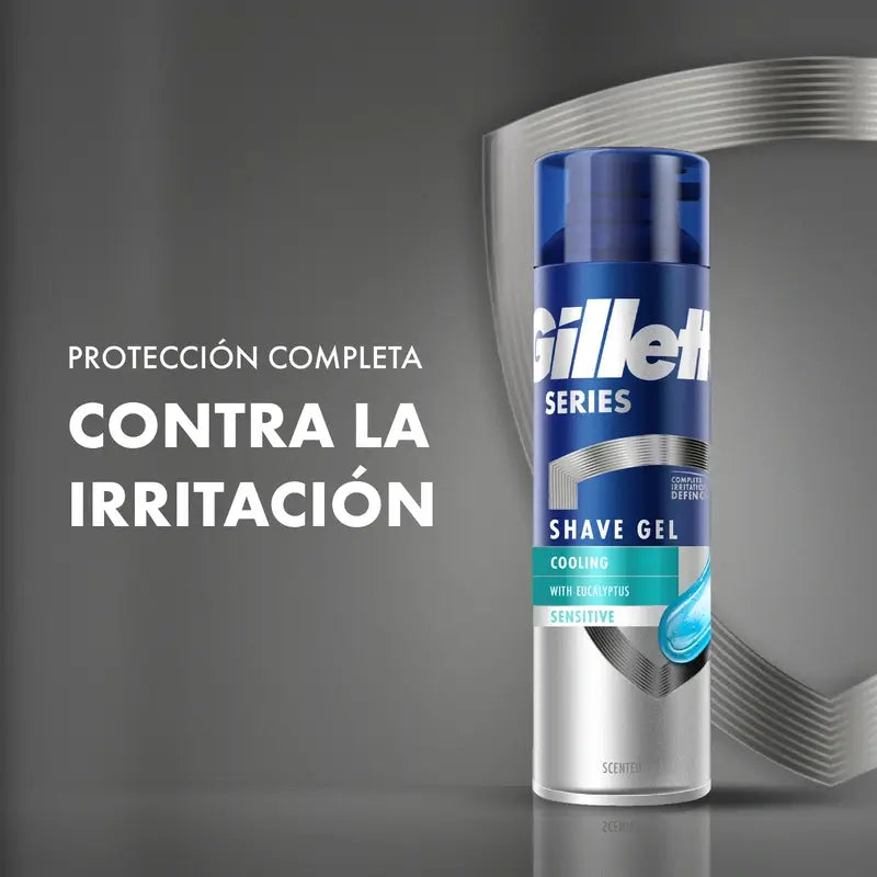 Gillette Series Gel de rasage rafraîchissant à l'eucalyptus, 2x200 ml