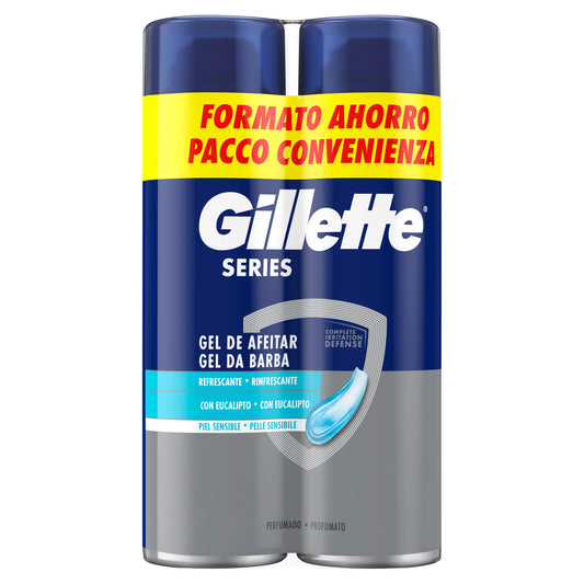 Gillette Series Gel de rasage rafraîchissant à l'eucalyptus, 2x200 ml