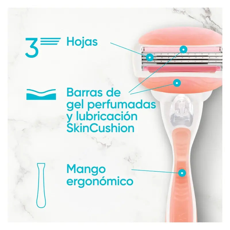 Rasoir épilatoire pour femmes Gillette Venus Comfortglide Spa Breeze, 1 manche + 3 recharges