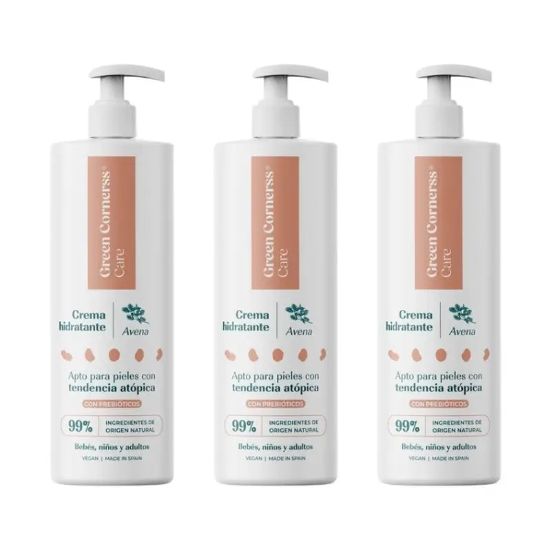 Green Cornerss Crème hydratante à l'avoine, 3 x 280 ml