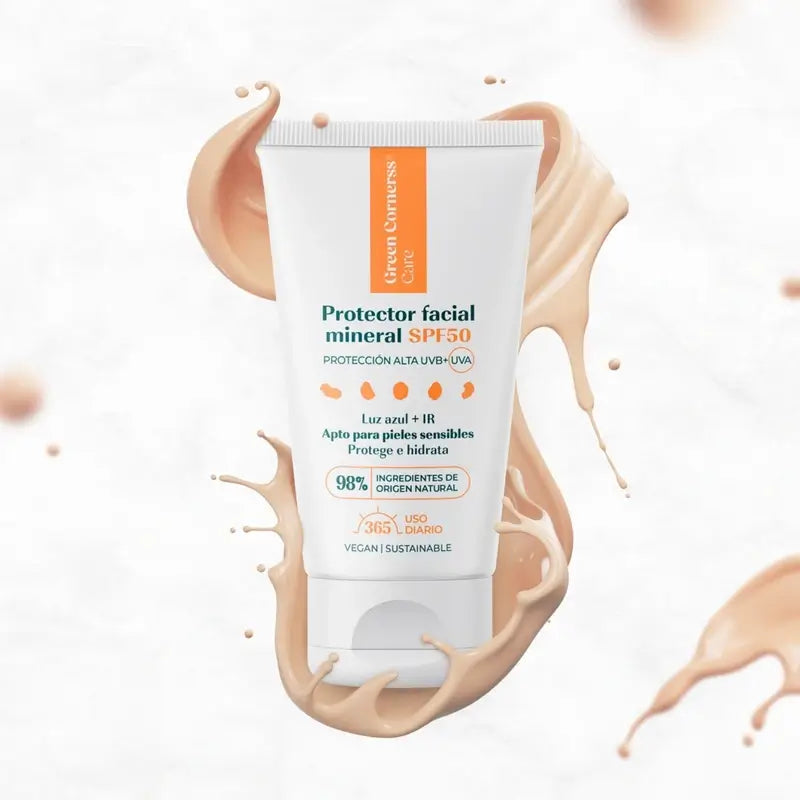 Bouclier minéral pour le visage SPF50 de Green Cornerss, 50 ml