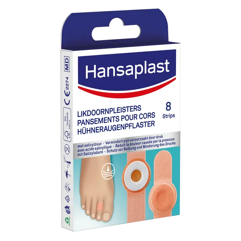 Hansaplast Bandage à l'acide salicylique pour les cors et les callosités, 8 pcs.