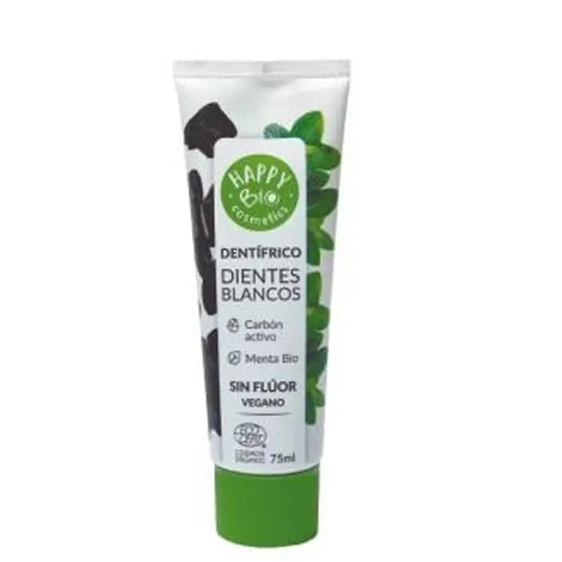 Dentifrice Happy Bio White Dents blanches Carbone actif menthe 75M