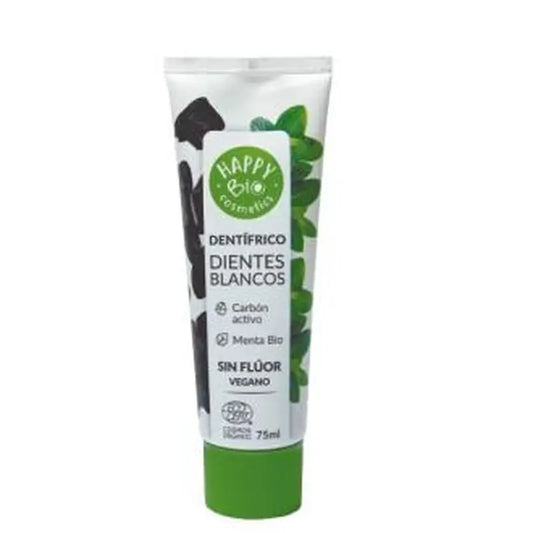 Dentifrice Happy Bio White Dents blanches Carbone actif menthe 75M